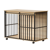 Large Wooden Dog Crate Furniture with Removable Tray and Secure Doors