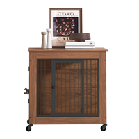 Heavy Duty Wooden Dog Crate Furniture with Wheels– Indoor Pet Kennel