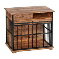 Modern Wooden Dog Crate Furniture with Tray, Large Indoor Pet Kennel