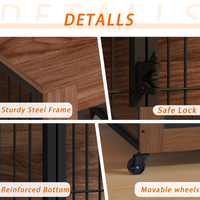 Heavy Duty Wooden Dog Crate Furniture with Wheels– Indoor Pet Kennel