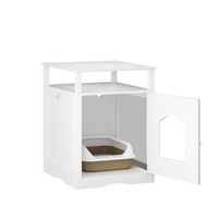 Modern Cat Litter Box Enclosure Furniture – White Wooden Hidden Cat