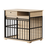 Modern Wooden Dog Crate Furniture with Tray, Large Indoor Pet Kennel