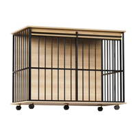 Large Wooden Dog Crate Furniture with Removable Tray and Secure Doors