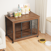 Heavy Duty Wooden Dog Crate Furniture with Wheels– Indoor Pet Kennel