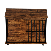 Large Wooden Dog Crate Furniture with Removable Tray and Secure Doors