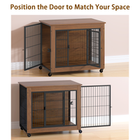 Heavy Duty Wooden Dog Crate Furniture with Wheels– Indoor Pet Kennel