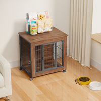 Heavy Duty Wooden Dog Crate Furniture with Wheels– Indoor Pet Kennel