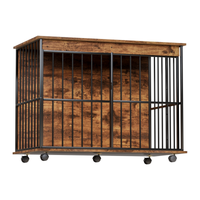 Large Wooden Dog Crate Furniture with Removable Tray and Secure Doors