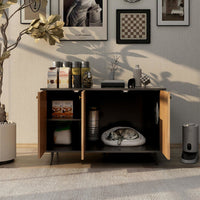 Litter Box Enclosure, Cat Litter Box Furniture With Hidden Plug, 3