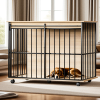 Large Wooden Dog Crate Furniture with Removable Tray and Secure Doors