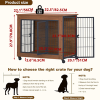 Heavy Duty Wooden Dog Crate Furniture with Wheels– Indoor Pet Kennel