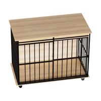 Large Wooden Dog Crate Furniture with Removable Tray and Secure Doors