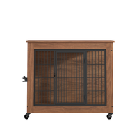 Heavy Duty Wooden Dog Crate Furniture with Wheels– Indoor Pet Kennel
