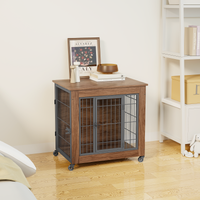 Heavy Duty Wooden Dog Crate Furniture with Wheels– Indoor Pet Kennel