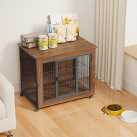 Heavy Duty Wooden Dog Crate Furniture with Wheels– Indoor Pet Kennel