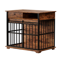 Modern Wooden Dog Crate Furniture with Tray, Large Indoor Pet Kennel