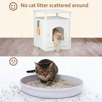 Modern Cat Litter Box Enclosure Furniture – White Wooden Hidden Cat