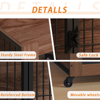 Heavy Duty Wooden Dog Crate Furniture with Wheels– Indoor Pet Kennel