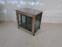 Heavy Duty Wooden Dog Crate Furniture with Wheels– Indoor Pet Kennel