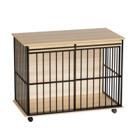 Large Wooden Dog Crate Furniture with Removable Tray and Secure Doors
