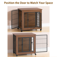 Heavy Duty Wooden Dog Crate Furniture with Wheels– Indoor Pet Kennel