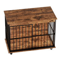 Large Wooden Dog Crate Furniture with Removable Tray and Secure Doors