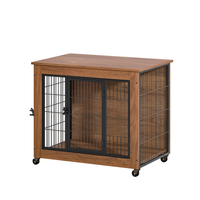 Heavy Duty Wooden Dog Crate Furniture with Wheels– Indoor Pet Kennel