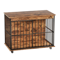 Large Wooden Dog Crate Furniture with Removable Tray and Secure Doors