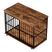 Large Wooden Dog Crate Furniture with Removable Tray and Secure Doors