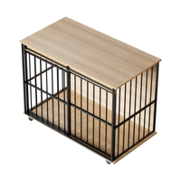 Large Wooden Dog Crate Furniture with Removable Tray and Secure Doors