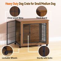 Heavy Duty Wooden Dog Crate Furniture with Wheels– Indoor Pet Kennel