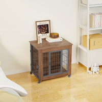 Heavy Duty Wooden Dog Crate Furniture with Wheels– Indoor Pet Kennel