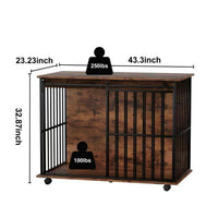 Large Wooden Dog Crate Furniture with Removable Tray and Secure Doors