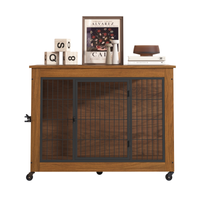 Heavy Duty Wooden Dog Crate Furniture with Wheels– Indoor Pet Kennel